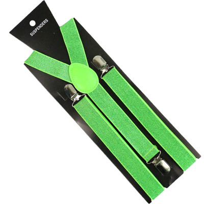 HUOBAO Fashion 2,5 cm széles, egyszínű, villódzó csíptetős merevítők, rugalmas Y-hátú nadrágtartók férfiaknak női 3 csíptetős nadrágtartó