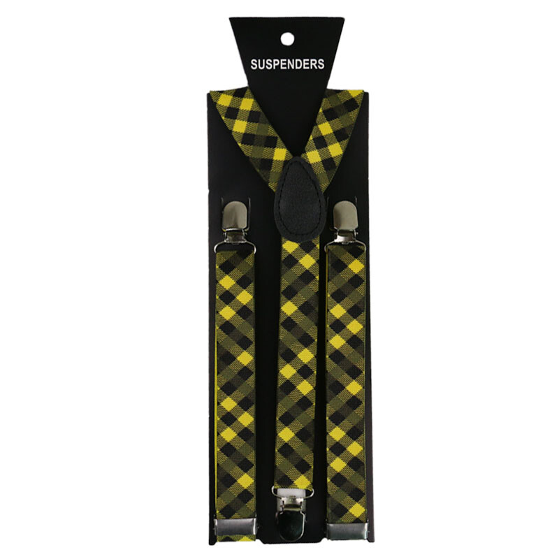 Új divat 2,5 cm széles férfi női állítható nadrágtartók piros kockás csíptetők Y-háton merevítők, rugalmas