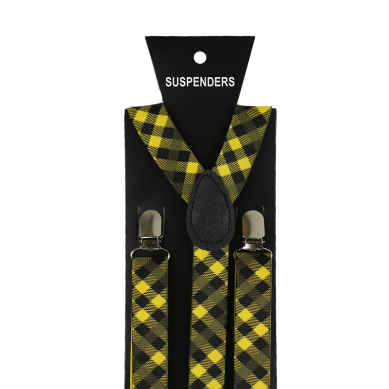 Új divat 2,5 cm széles férfi női állítható nadrágtartók piros kockás csíptetők Y-háton merevítők, rugalmas