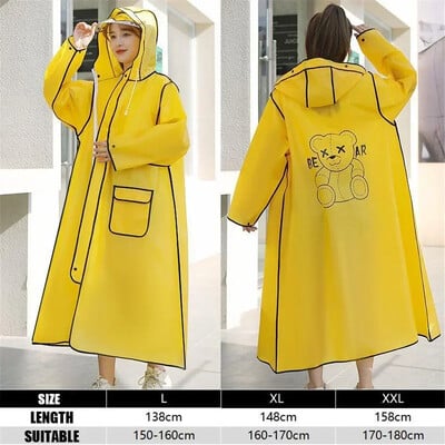 EVA kapuutsiga vihmamantel täiskasvanutele, pikk, paks naiste meestele, veekindel vihmamantel välikämpingu pontšojope, reisimine, kalapüügi vihmariided