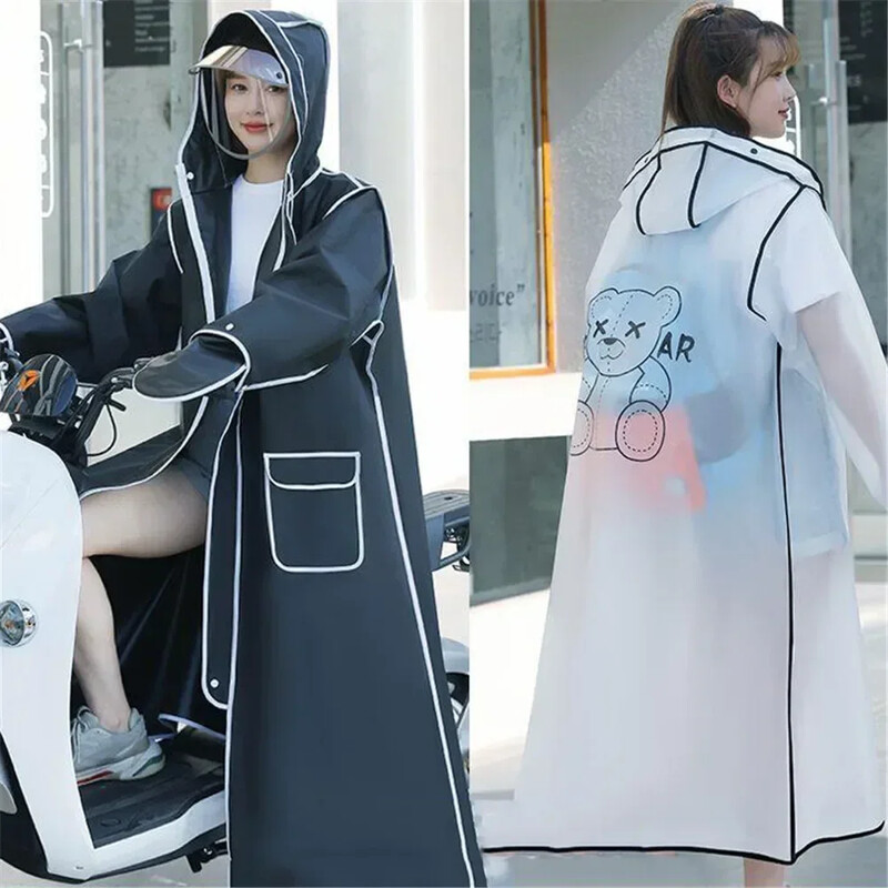 EVA kapuutsiga vihmamantel täiskasvanutele, pikk, paks naiste meestele, veekindel vihmamantel välikämpingu pontšojope, reisimine, kalapüügi vihmariided