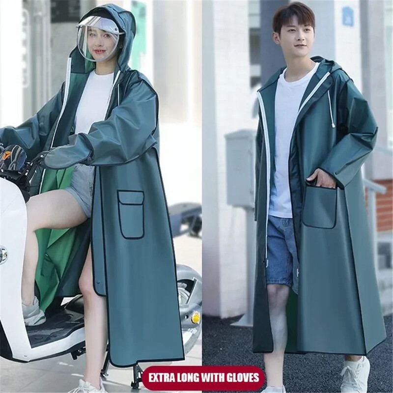 EVA kapuutsiga vihmamantel täiskasvanutele, pikk, paks naiste meestele, veekindel vihmamantel välikämpingu pontšojope, reisimine, kalapüügi vihmariided