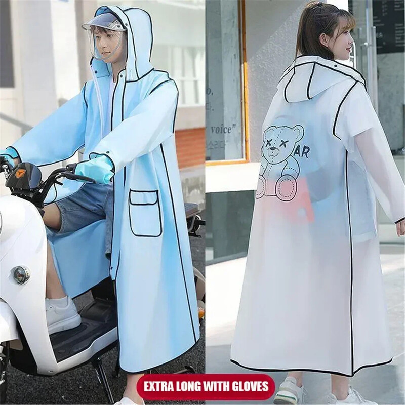 EVA kapuutsiga vihmamantel täiskasvanutele, pikk, paks naiste meestele, veekindel vihmamantel välikämpingu pontšojope, reisimine, kalapüügi vihmariided