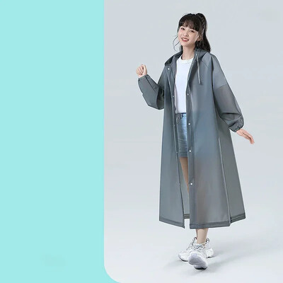 Kvaliteetne 1 tk EVA Unisex vihmamantel Täiskasvanute vihmamantel Kapuutsiga paks meeste matkamine naistele veekindel veekindel pikk vihmamantel