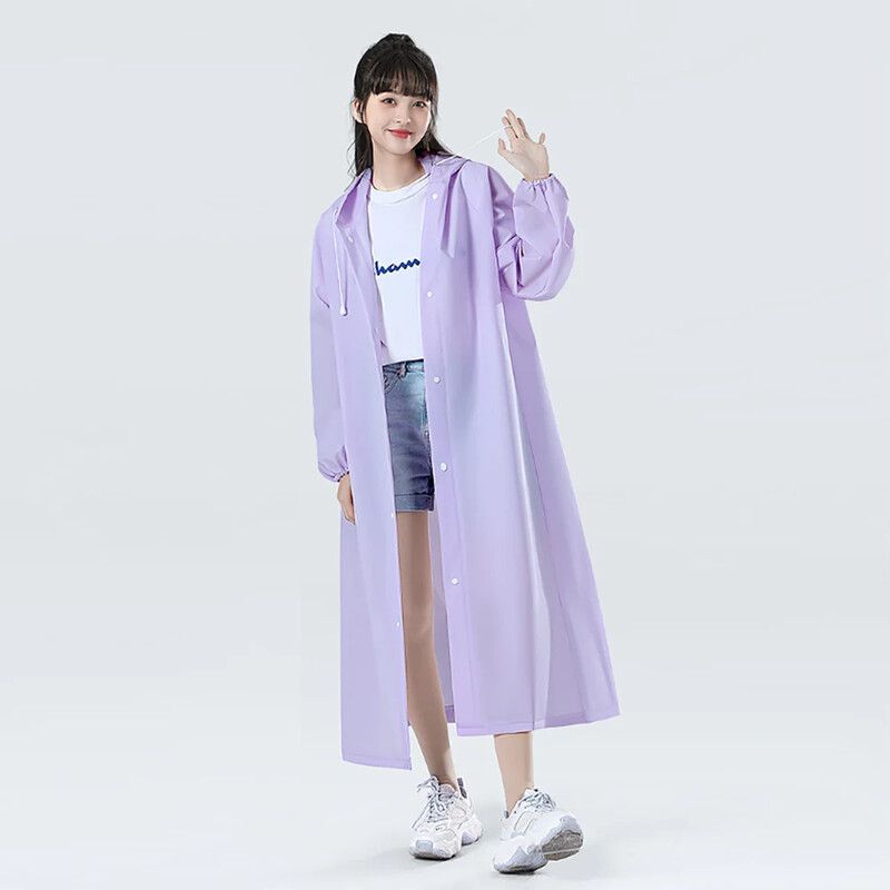 Kvaliteetne 1 tk EVA Unisex vihmamantel Täiskasvanute vihmamantel Kapuutsiga paks meeste matkamine naistele veekindel veekindel pikk vihmamantel