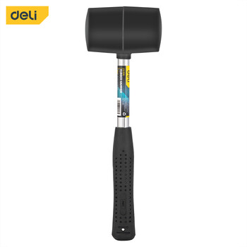 Deli 305mm Rubber Hammer 16oz διπλής όψης Hammer Head Head Rubber Coated Steel Pipe Hand tools