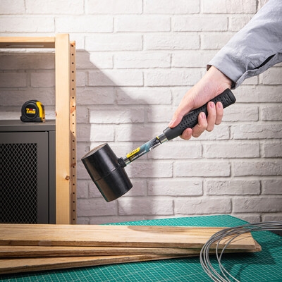 Deli 305mm Rubber Hammer 16oz διπλής όψης Hammer Head Head Rubber Coated Steel Pipe Hand tools