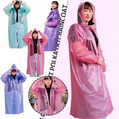 Outdoor Crystal Fashion Hosszú Jumpsuit Pöttyös Esőkabát Férfiak Női Hosszú Vastag Outdoor Tea Picking Sétáló Utazó Esőkabát