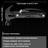 14 vienā daudzfunkcionāls āmurs, pārnēsājams izdzīvošanas daudzfunkciju rīks ar āmuru, kempinga piederumi izdzīvošanas piederumi