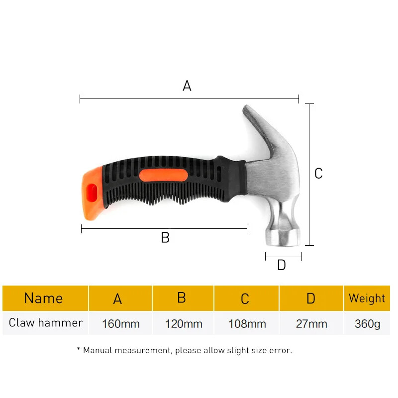 Mini ciocan instrument de tragere a cuielor Ciocane cu gheare cu mâner ergonomic anti-alunecare Gadget portabil mic de uz casnic Articole pentru prelucrarea lemnului