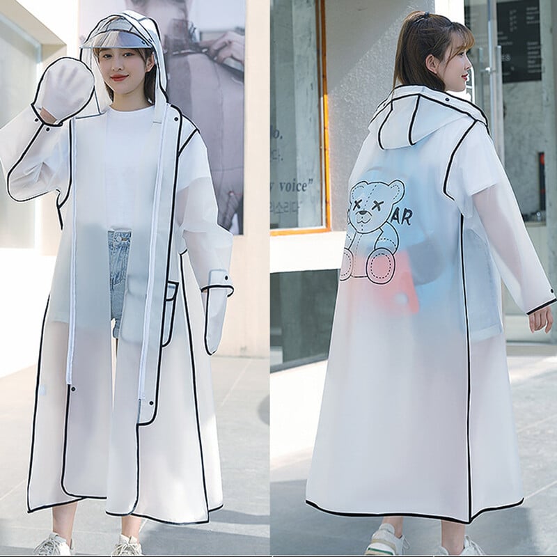 Storas EVA suaugusiems ilgas lietpaltis su gobtuvu vyrams Moterų neperšlampamas lietaus paltas Lauko pončo striukė Kelionėms, žvejybai, lietaus drabužiams