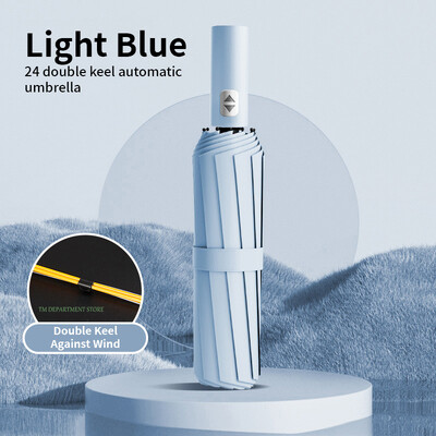 24 Bone Rezistent la vânt anti-UV Complet automată Umbrelă mare 3 nervuri pliabile Umbrelă dublă Călătorie Ploaie Bărbați Femei Umbrele Cadou UPF
