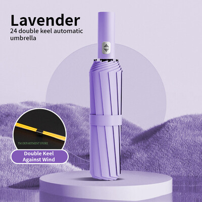 24 Bone Rezistent la vânt anti-UV Complet automată Umbrelă mare 3 nervuri pliabile Umbrelă dublă Călătorie Ploaie Bărbați Femei Umbrele Cadou UPF