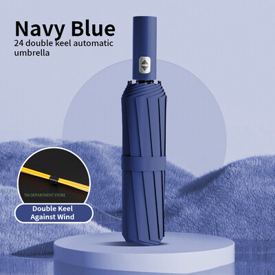 24 Bone Rezistent la vânt anti-UV Complet automată Umbrelă mare 3 nervuri pliabile Umbrelă dublă Călătorie Ploaie Bărbați Femei Umbrele Cadou UPF