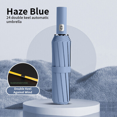 24 Bone Rezistent la vânt anti-UV Complet automată Umbrelă mare 3 nervuri pliabile Umbrelă dublă Călătorie Ploaie Bărbați Femei Umbrele Cadou UPF