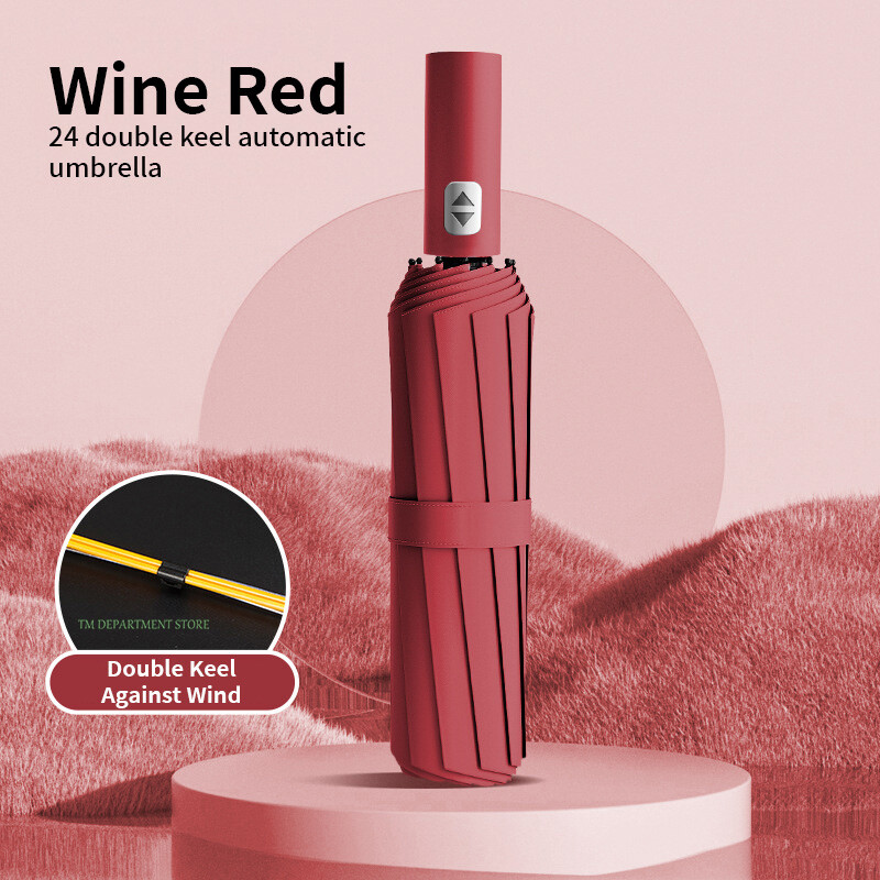 24 Bone Rezistent la vânt anti-UV Complet automată Umbrelă mare 3 nervuri pliabile Umbrelă dublă Călătorie Ploaie Bărbați Femei Umbrele Cadou UPF