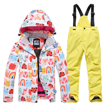 Mai ieftin, pentru băieți și fete, costum de zăpadă pentru copii, seturi de îmbrăcăminte pentru snowboard, îmbrăcăminte pentru exterior, haină de schi și pantalon cu bretele, costume pentru copii