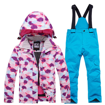 Mai ieftin, pentru băieți și fete, costum de zăpadă pentru copii, seturi de îmbrăcăminte pentru snowboard, îmbrăcăminte pentru exterior, haină de schi și pantalon cu bretele, costume pentru copii