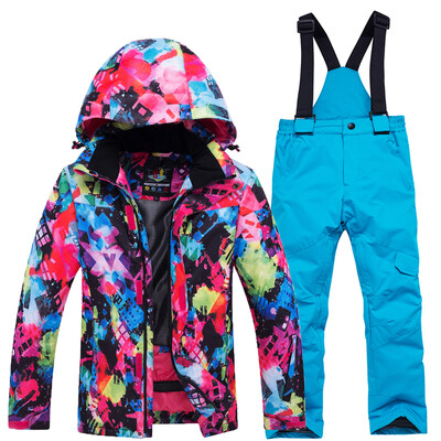 Mai ieftin, pentru băieți și fete, costum de zăpadă pentru copii, seturi de îmbrăcăminte pentru snowboard, îmbrăcăminte pentru exterior, haină de schi și pantalon cu bretele, costume pentru copii