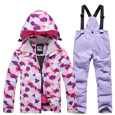 Mai ieftin, pentru băieți și fete, costum de zăpadă pentru copii, seturi de îmbrăcăminte pentru snowboard, îmbrăcăminte pentru exterior, haină de schi și pantalon cu bretele, costume pentru copii