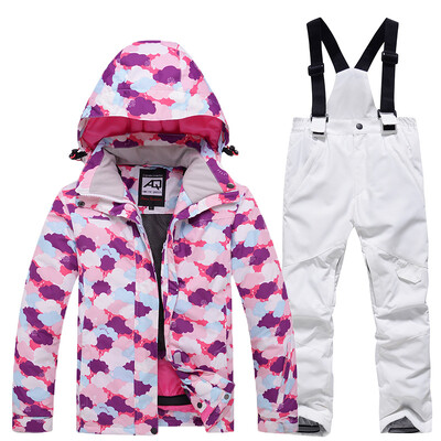 Mai ieftin, pentru băieți și fete, costum de zăpadă pentru copii, seturi de îmbrăcăminte pentru snowboard, îmbrăcăminte pentru exterior, haină de schi și pantalon cu bretele, costume pentru copii