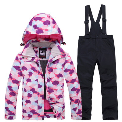 Mai ieftin, pentru băieți și fete, costum de zăpadă pentru copii, seturi de îmbrăcăminte pentru snowboard, îmbrăcăminte pentru exterior, haină de schi și pantalon cu bretele, costume pentru copii