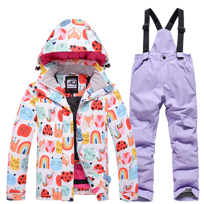 Mai ieftin, pentru băieți și fete, costum de zăpadă pentru copii, seturi de îmbrăcăminte pentru snowboard, îmbrăcăminte pentru exterior, haină de schi și pantalon cu bretele, costume pentru copii