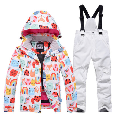 Mai ieftin, pentru băieți și fete, costum de zăpadă pentru copii, seturi de îmbrăcăminte pentru snowboard, îmbrăcăminte pentru exterior, haină de schi și pantalon cu bretele, costume pentru copii