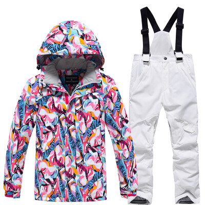Mai ieftin, pentru băieți și fete, costum de zăpadă pentru copii, seturi de îmbrăcăminte pentru snowboard, îmbrăcăminte pentru exterior, haină de schi și pantalon cu bretele, costume pentru copii