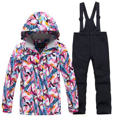 Mai ieftin, pentru băieți și fete, costum de zăpadă pentru copii, seturi de îmbrăcăminte pentru snowboard, îmbrăcăminte pentru exterior, haină de schi și pantalon cu bretele, costume pentru copii