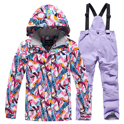 Mai ieftin, pentru băieți și fete, costum de zăpadă pentru copii, seturi de îmbrăcăminte pentru snowboard, îmbrăcăminte pentru exterior, haină de schi și pantalon cu bretele, costume pentru copii