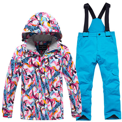 Mai ieftin, pentru băieți și fete, costum de zăpadă pentru copii, seturi de îmbrăcăminte pentru snowboard, îmbrăcăminte pentru exterior, haină de schi și pantalon cu bretele, costume pentru copii