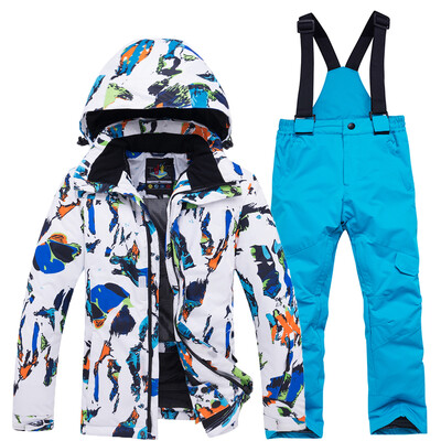 Mai ieftin, pentru băieți și fete, costum de zăpadă pentru copii, seturi de îmbrăcăminte pentru snowboard, îmbrăcăminte pentru exterior, haină de schi și pantalon cu bretele, costume pentru copii