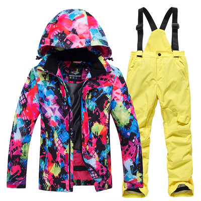 Mai ieftin, pentru băieți și fete, costum de zăpadă pentru copii, seturi de îmbrăcăminte pentru snowboard, îmbrăcăminte pentru exterior, haină de schi și pantalon cu bretele, costume pentru copii