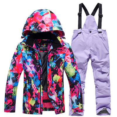 Mai ieftin, pentru băieți și fete, costum de zăpadă pentru copii, seturi de îmbrăcăminte pentru snowboard, îmbrăcăminte pentru exterior, haină de schi și pantalon cu bretele, costume pentru copii