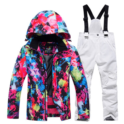 Mai ieftin, pentru băieți și fete, costum de zăpadă pentru copii, seturi de îmbrăcăminte pentru snowboard, îmbrăcăminte pentru exterior, haină de schi și pantalon cu bretele, costume pentru copii