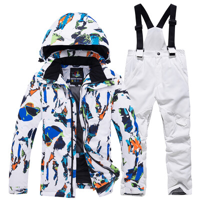 Mai ieftin, pentru băieți și fete, costum de zăpadă pentru copii, seturi de îmbrăcăminte pentru snowboard, îmbrăcăminte pentru exterior, haină de schi și pantalon cu bretele, costume pentru copii