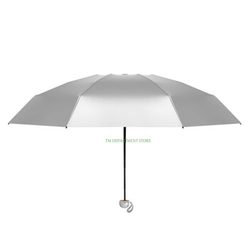 Титаниево сребро 8 ребра Pocket Mini Umbrella Anti UV Sun Umbrella Ветроустойчив сгъваем чадър за жени Деца UPF