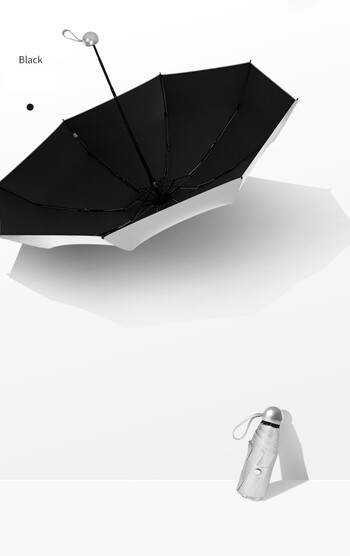 Титаниево сребро 8 ребра Pocket Mini Umbrella Anti UV Sun Umbrella Ветроустойчив сгъваем чадър за жени Деца UPF