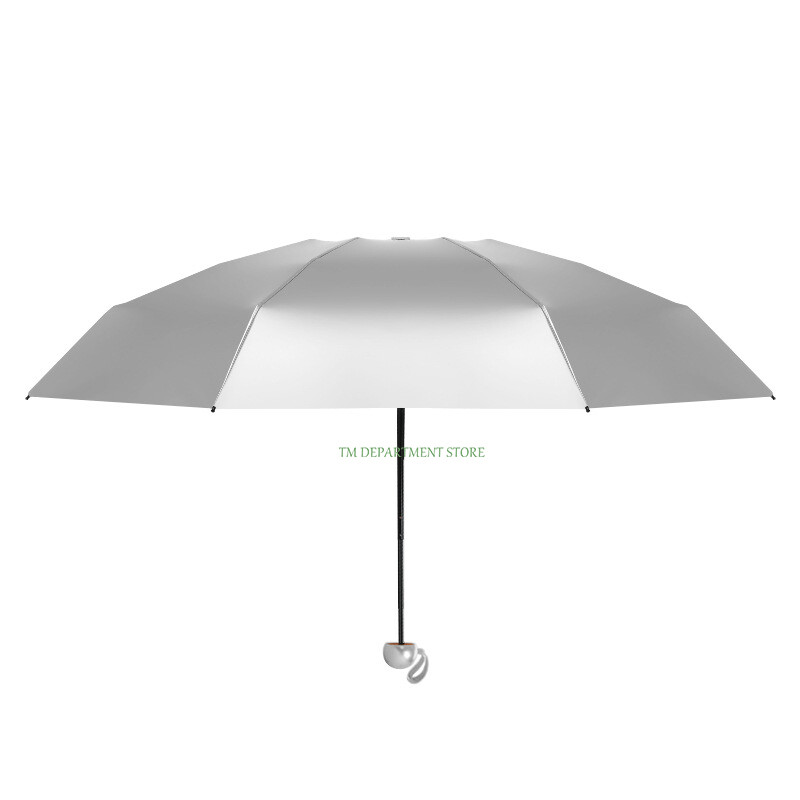 Μίνι ομπρέλα με τσέπη ασημί τιτανίου 8 πλευρών, αντι UV, αντιανεμική, πτυσσόμενη φορητή ομπρέλα για γυναίκες UPF