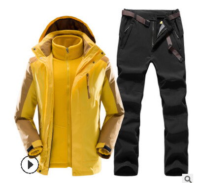 Lauko kostiumas „Trys viename“ Šiltas, atsparus vėjui ir vandeniui atsparus pavasarinis kelioninis slidinėjimo kostiumas snieglenčių sportui