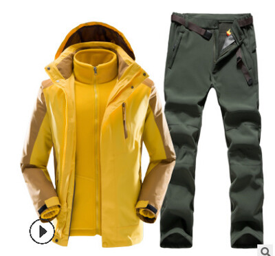 Lauko kostiumas „Trys viename“ Šiltas, atsparus vėjui ir vandeniui atsparus pavasarinis kelioninis slidinėjimo kostiumas snieglenčių sportui