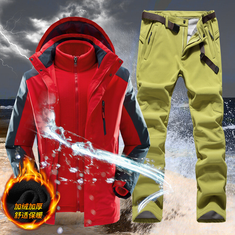 Lauko kostiumas „Trys viename“ Šiltas, atsparus vėjui ir vandeniui atsparus pavasarinis kelioninis slidinėjimo kostiumas snieglenčių sportui