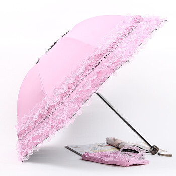 Lace Sun Umbrella Anti-UV Protection Πυκνωμένη μαύρη κόλλα Sun Rain Διπλής χρήσης Ομπρέλα Φορητή ομπρέλα Princess Γυναικεία ομπρέλα