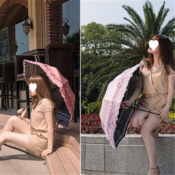 Lace Sun Umbrella Anti-UV Protection Πυκνωμένη μαύρη κόλλα Sun Rain Διπλής χρήσης Ομπρέλα Φορητή ομπρέλα Princess Γυναικεία ομπρέλα