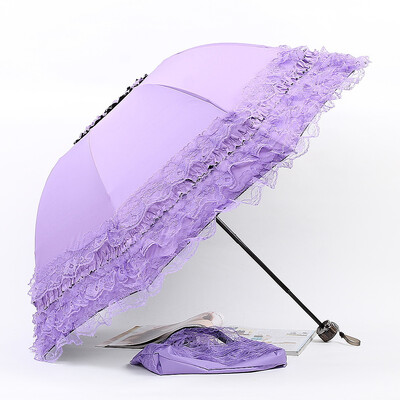 Lace Sun Umbrella Anti-UV Protection Πυκνωμένη μαύρη κόλλα Sun Rain Διπλής χρήσης Ομπρέλα Φορητή ομπρέλα Princess Γυναικεία ομπρέλα