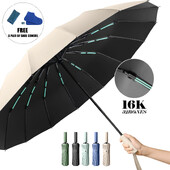 Umbrelă mare cu oase duble de 16K pentru bărbați, femei, umbrele rezistente la vânt, pliante automată, umbrelă de ploaie de lux puternică, UV Business