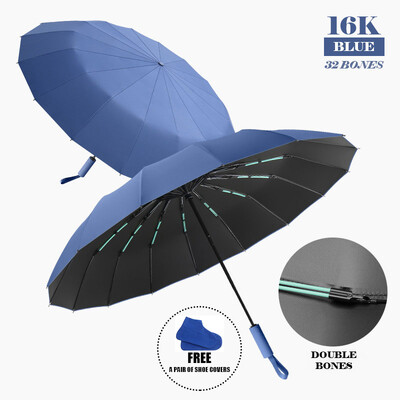 Umbrelă mare cu oase duble de 16K pentru bărbați, femei, umbrele rezistente la vânt, pliante automată, umbrelă de ploaie de lux puternică, UV Business