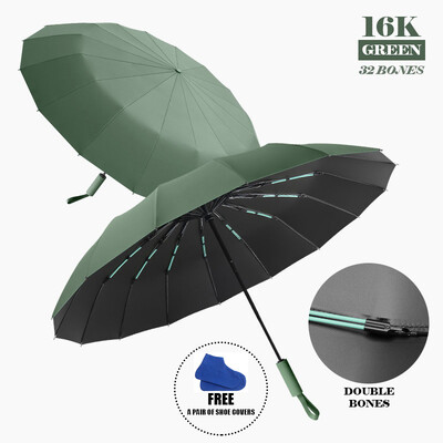 Umbrelă mare cu oase duble de 16K pentru bărbați, femei, umbrele rezistente la vânt, pliante automată, umbrelă de ploaie de lux puternică, UV Business