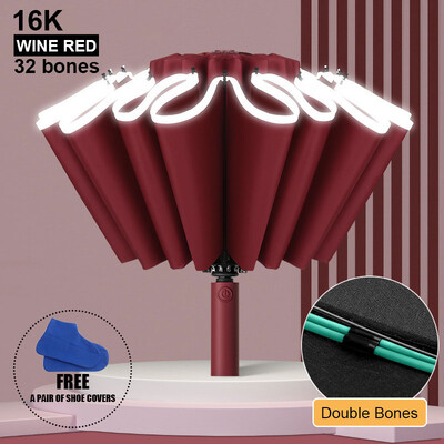 Umbrelă mare cu oase duble de 16K pentru bărbați, femei, umbrele rezistente la vânt, pliante automată, umbrelă de ploaie de lux puternică, UV Business